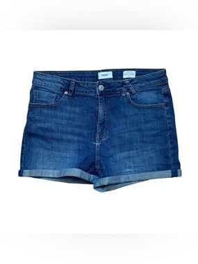 High Waisted Denim Shorts Blue Cuffed Mom Shorts M Casual Summer Organic Cotton